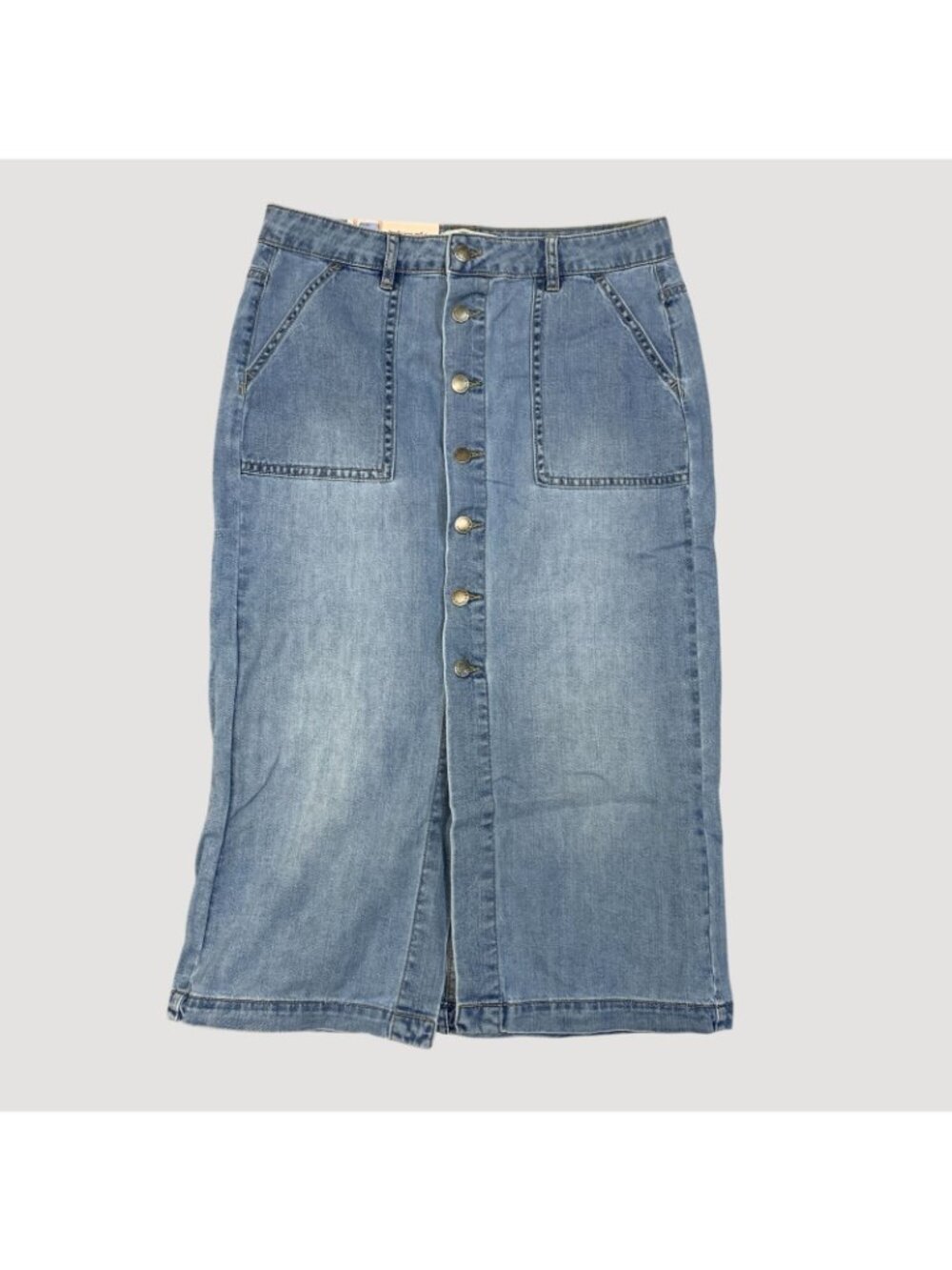 NWT Wrangler Women's 4 Chambray Midi Skirt Light Blue Button Front - Picture 4 of 13